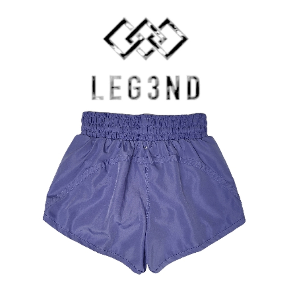 Leg3nd Women's High Rise Continuous Drawcord Run Shorts in Periwinkle Sz Small